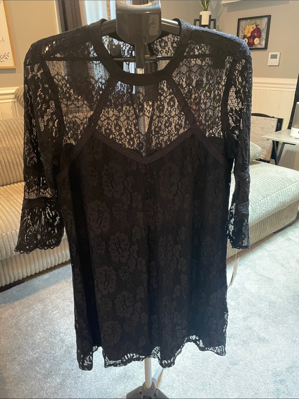 Black Lace Shift Dress